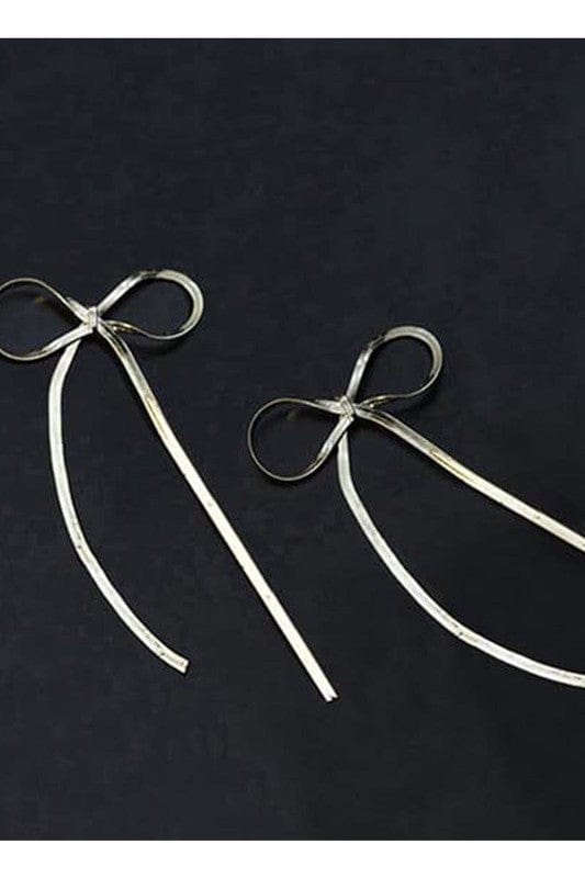 Tassel Bow Tie Pin Earrings-Multi - Infinity Raine