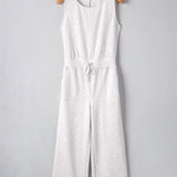Sleeveless Drawstring Jumpsuit In Light Grey - Infinity Raine
