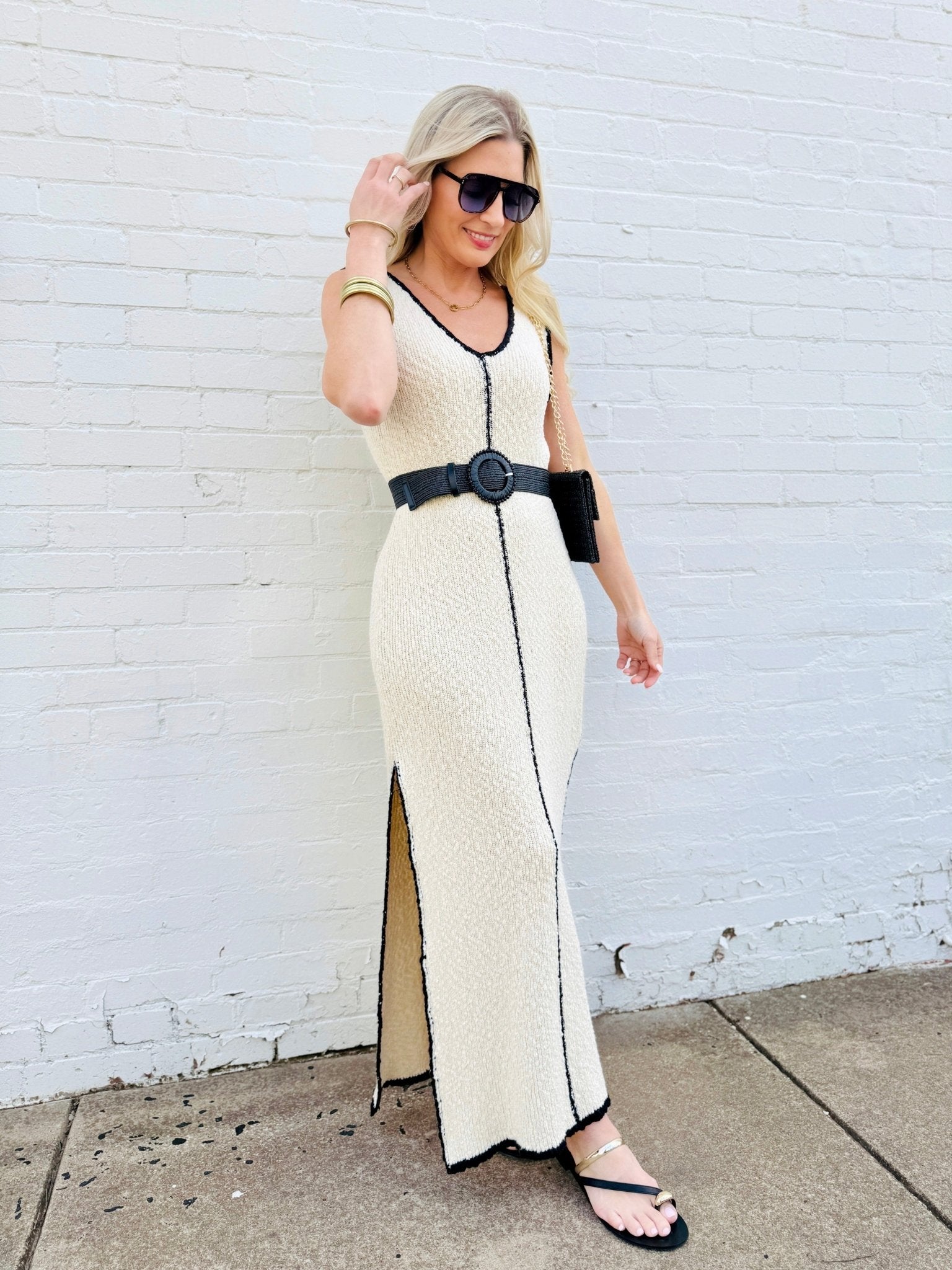 cream midi dress self-portrait - Cream Knit Midi Dress