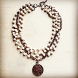 The Jewelry Junkie Jewelry - Necklaces White Turquoise Collar Length Indian Buffalo Coin Necklace 96102390