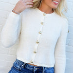 The Workshop Studio Outerwear - Cardigans Fuzzy Knit Cardigan In Cream