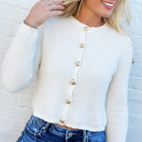 The Workshop Studio Outerwear - Cardigans Fuzzy Knit Cardigan In Cream