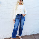 The Workshop Studio Outerwear - Cardigans Fuzzy Knit Cardigan In Cream