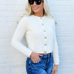 The Workshop Studio Outerwear - Cardigans Fuzzy Knit Cardigan In Cream