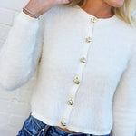The Workshop Studio Outerwear - Cardigans Fuzzy Knit Cardigan In Cream