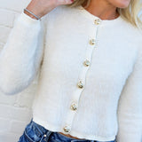 The Workshop Studio Outerwear - Cardigans Fuzzy Knit Cardigan In Cream