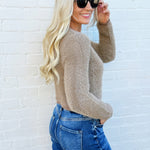 The Workshop Studio Outerwear - Cardigans Fuzzy Knit Cardigan In Light Mocha
