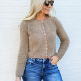The Workshop Studio Outerwear - Cardigans Fuzzy Knit Cardigan In Light Mocha