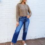 The Workshop Studio Outerwear - Cardigans Fuzzy Knit Cardigan In Light Mocha