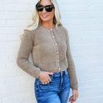 The Workshop Studio Outerwear - Cardigans Fuzzy Knit Cardigan In Light Mocha