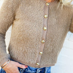 The Workshop Studio Outerwear - Cardigans Fuzzy Knit Cardigan In Light Mocha