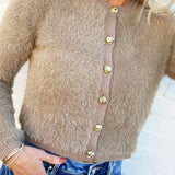 The Workshop Studio Outerwear - Cardigans Fuzzy Knit Cardigan In Light Mocha