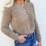The Workshop Studio Outerwear - Cardigans Fuzzy Knit Cardigan In Light Mocha
