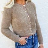 The Workshop Studio Outerwear - Cardigans Fuzzy Knit Cardigan In Light Mocha