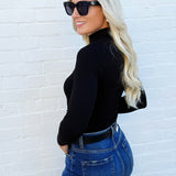 The Workshop Studio Tops - Bodysuits High Neck Ribbed Bodysuit In Black
