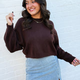 The Workshop Studio Tops - Sweaters Crewneck Cropped Sweater in Brown