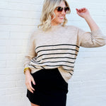 The Workshop Studio Tops - Sweaters Stripe Front Seam Sweater In Khaki