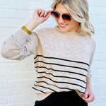 The Workshop Studio Tops - Sweaters Stripe Front Seam Sweater In Khaki