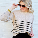 The Workshop Studio Tops - Sweaters Stripe Front Seam Sweater In Khaki