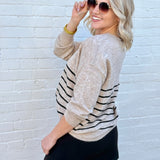 The Workshop Studio Tops - Sweaters Stripe Front Seam Sweater In Khaki