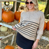 The Workshop Studio Tops - Sweaters Stripe Front Seam Sweater In Khaki