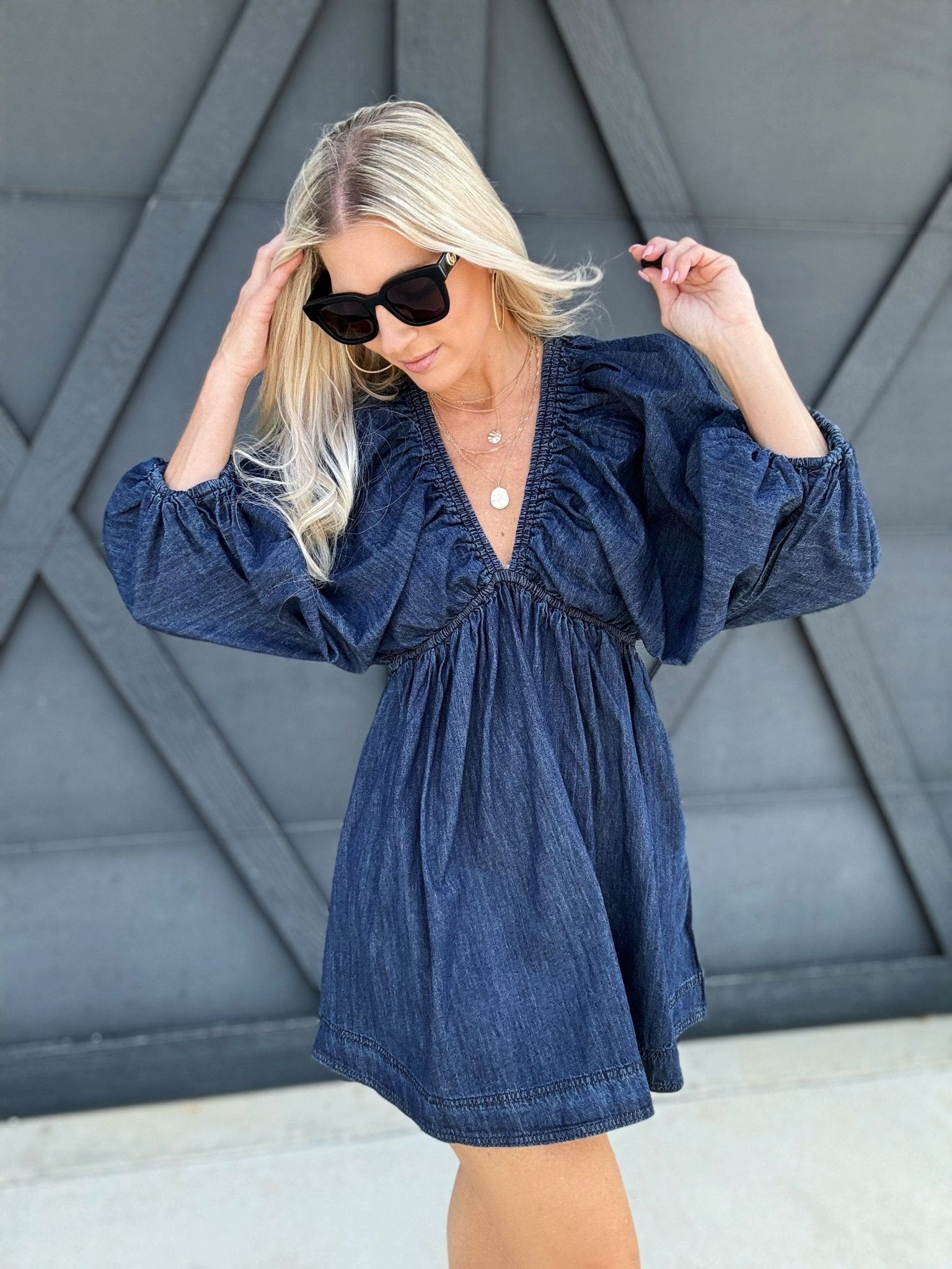 dark blue denim dress for women Dark Wash Denim Midi Dress - All Dresses