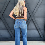 Vervet High Rise Full Length Wide Leg Jeans In Astonishing - Infinity Raine