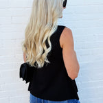 WISTERIA LANE Tops - Blouses Fine Knit Vest Top In Black