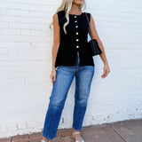 WISTERIA LANE Tops - Blouses Fine Knit Vest Top In Black