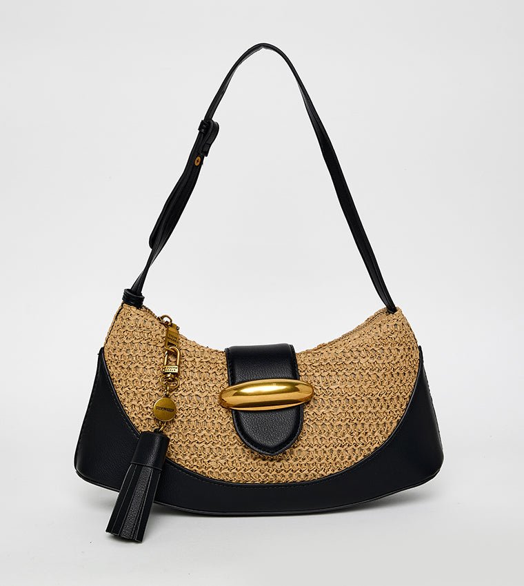 Woven Contrast Shoulder Bag
