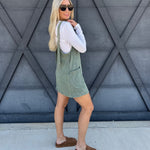 Overall Slub Knit Dress In Jade - Infinity Raine