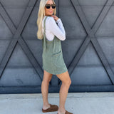 Overall Slub Knit Dress In Jade - Infinity Raine