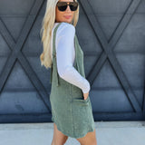 Overall Slub Knit Dress In Jade - Infinity Raine