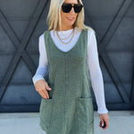 Overall Slub Knit Dress In Jade - Infinity Raine