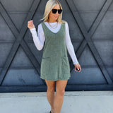 Overall Slub Knit Dress In Jade - Infinity Raine