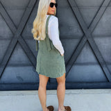 Overall Slub Knit Dress In Jade - Infinity Raine