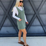 Overall Slub Knit Dress In Jade - Infinity Raine