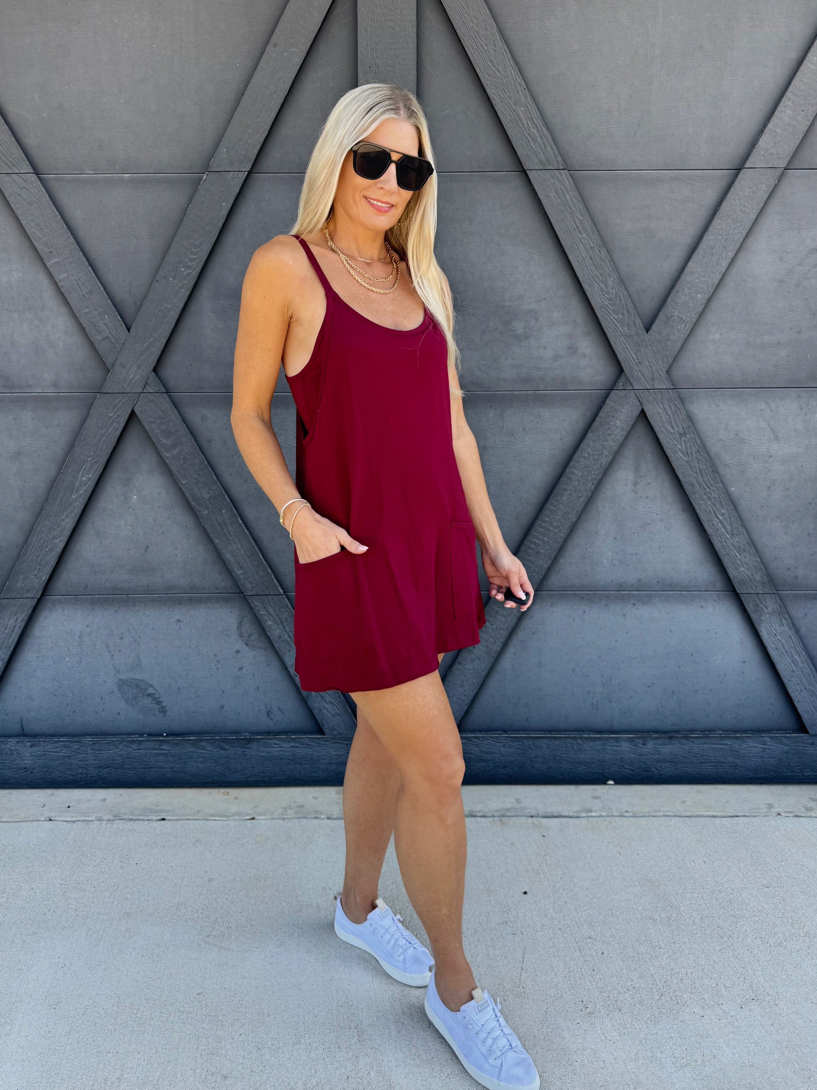 Romper Dress In Cabernet - Infinity Raine