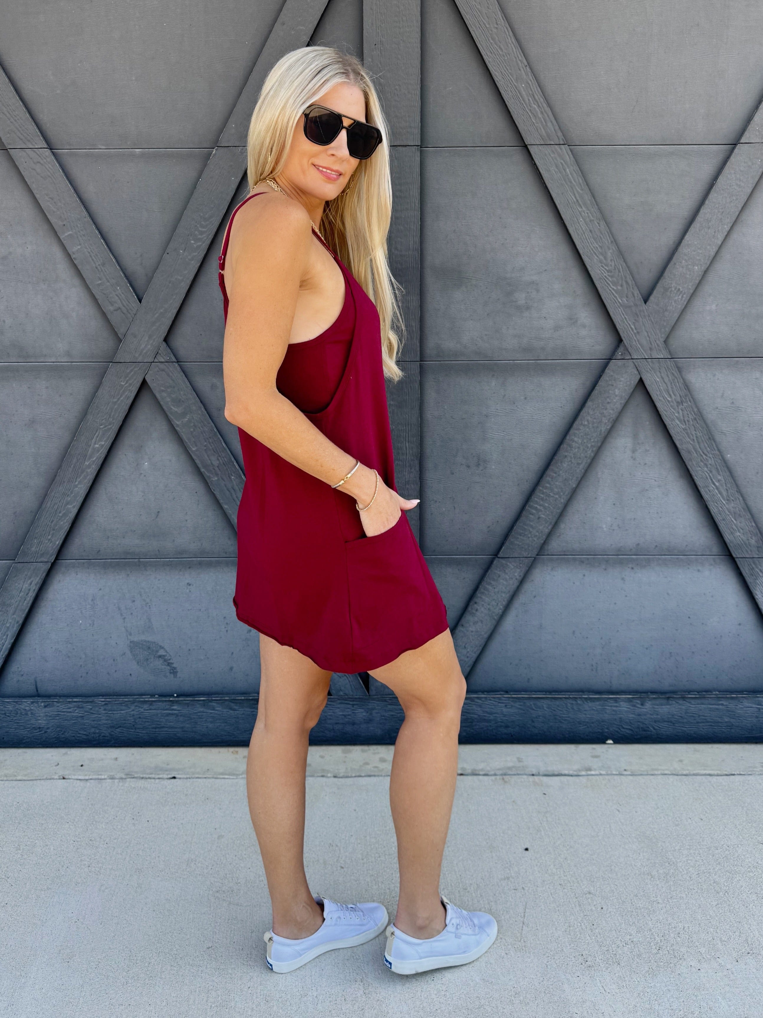 Romper Dress In Cabernet - Infinity Raine