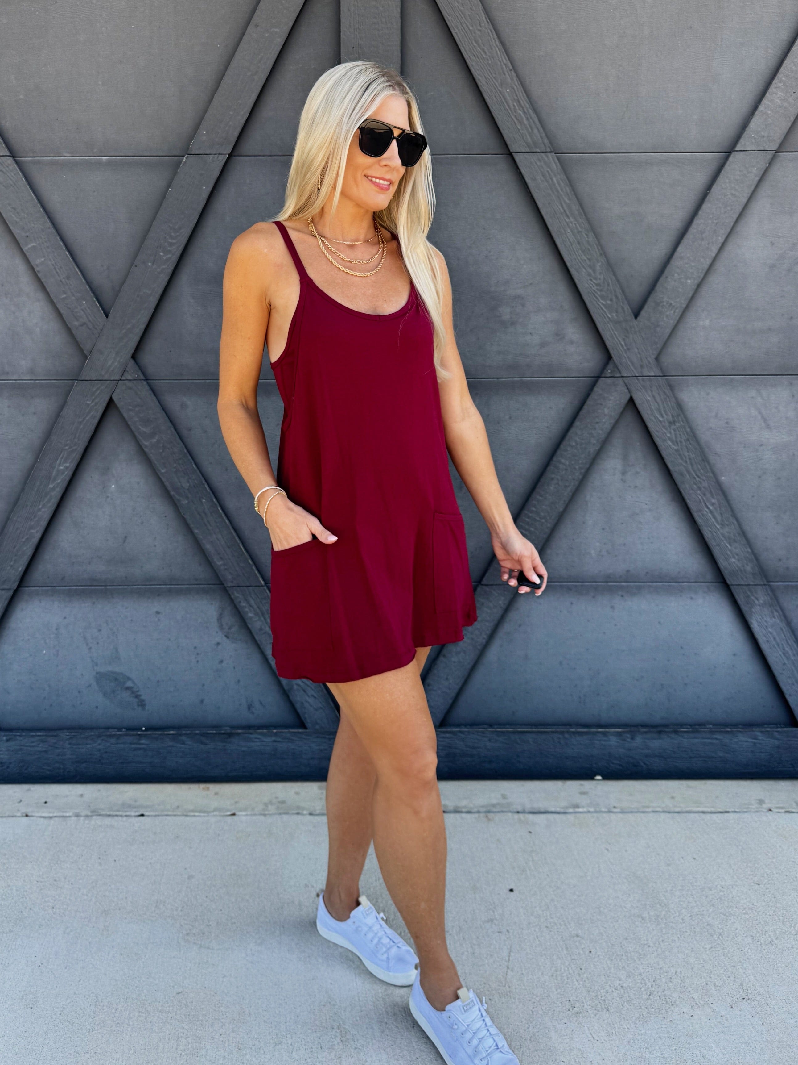 Romper Dress In Cabernet - Infinity Raine