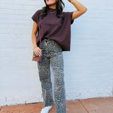 ZENANA Tops - Blouses Mock Neck Boxy Ribbed Top In Brown