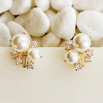 Estate Pearl and Shine Stud Earrings - Infinity Raine