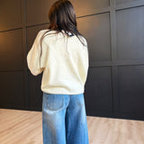 Collared Button Down Cardigan Sweater In Cream