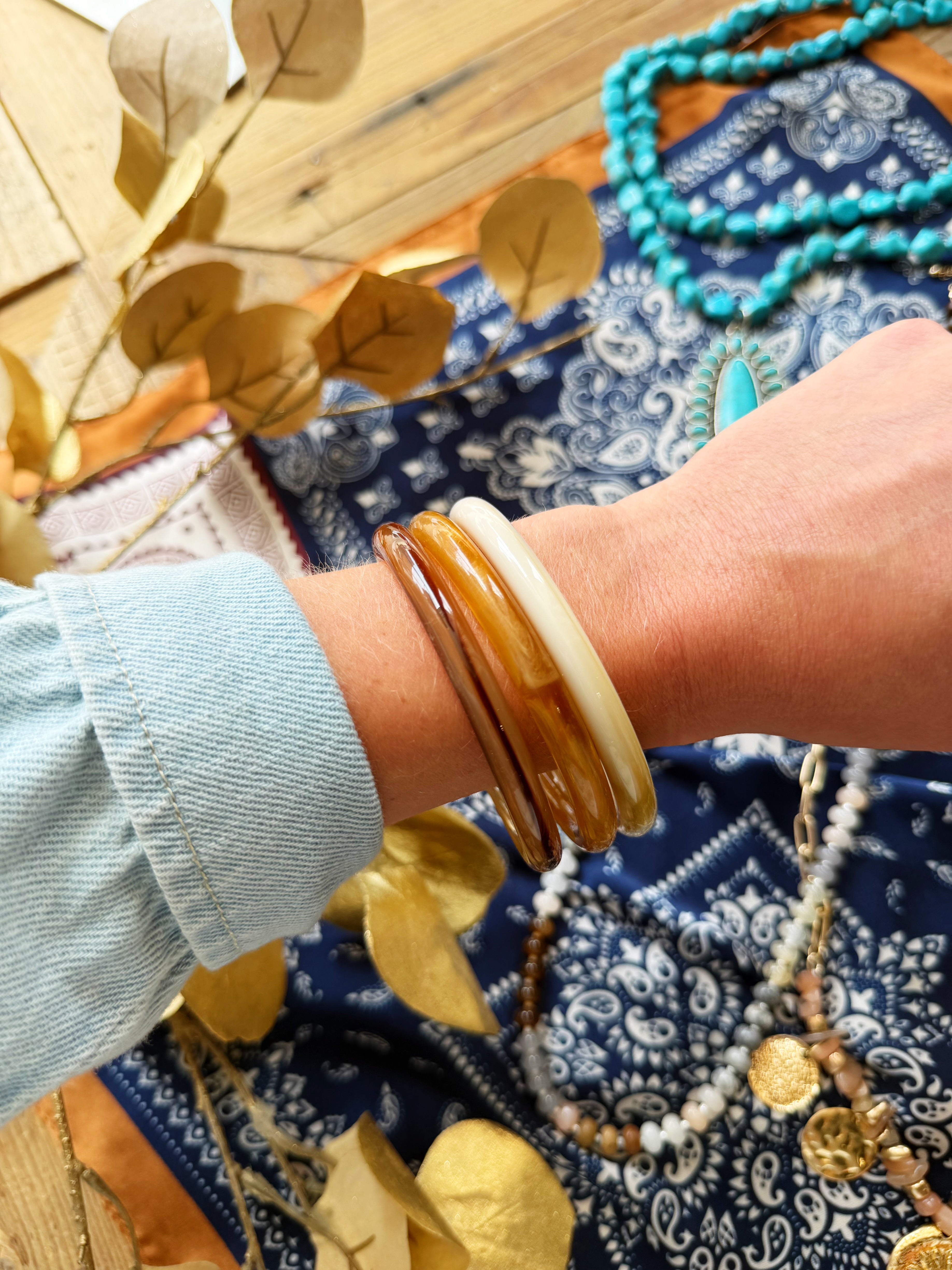 Marbled Stone Bangle Stack - Infinity Raine