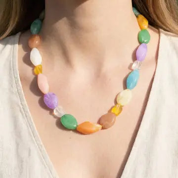 Irregular Chunky Marble Resin Beads Necklace - Infinity Raine