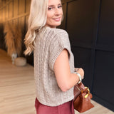 Effortless Cable Knit Sweater Tank In Grey Beige