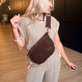 Suede Westlyn Woven Bum Bag In Suede Chocolate
