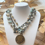 Amazonite Collar-Length Necklace With Indian Head Coin