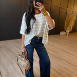 Billie Stripe Brushed Dolman Top In Cream Taupe - Infinity Raine