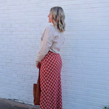 The Hostess Plaid Midi Skirt In Red